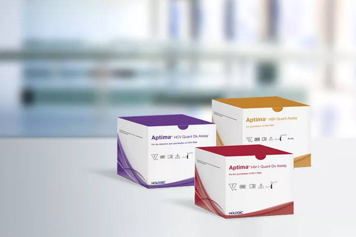 Hologic Aptima boxes with assays to  detect Human Immunodeficiency Virus 1 (HIV-1) Hepatitis C (HCV) and Hepatitis B Virus (HBV) infection