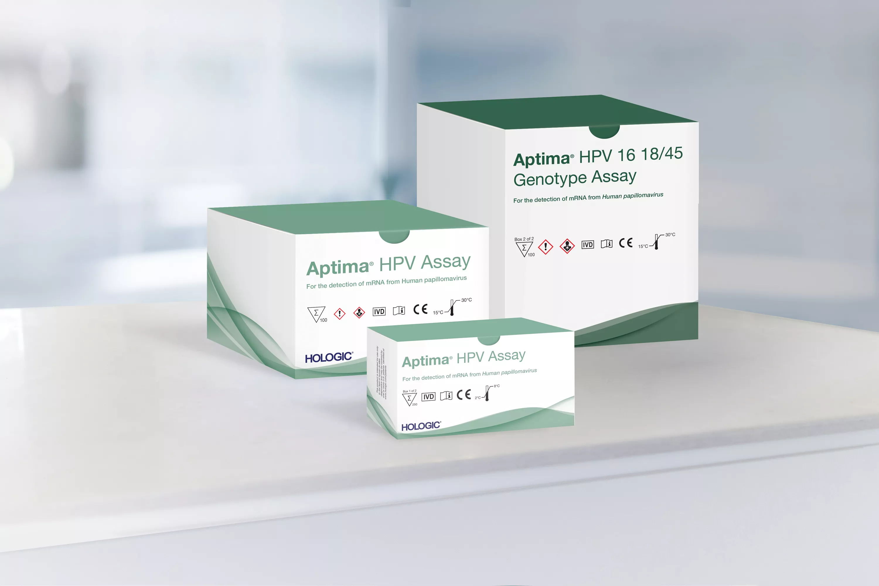 Assay boxes in lab background